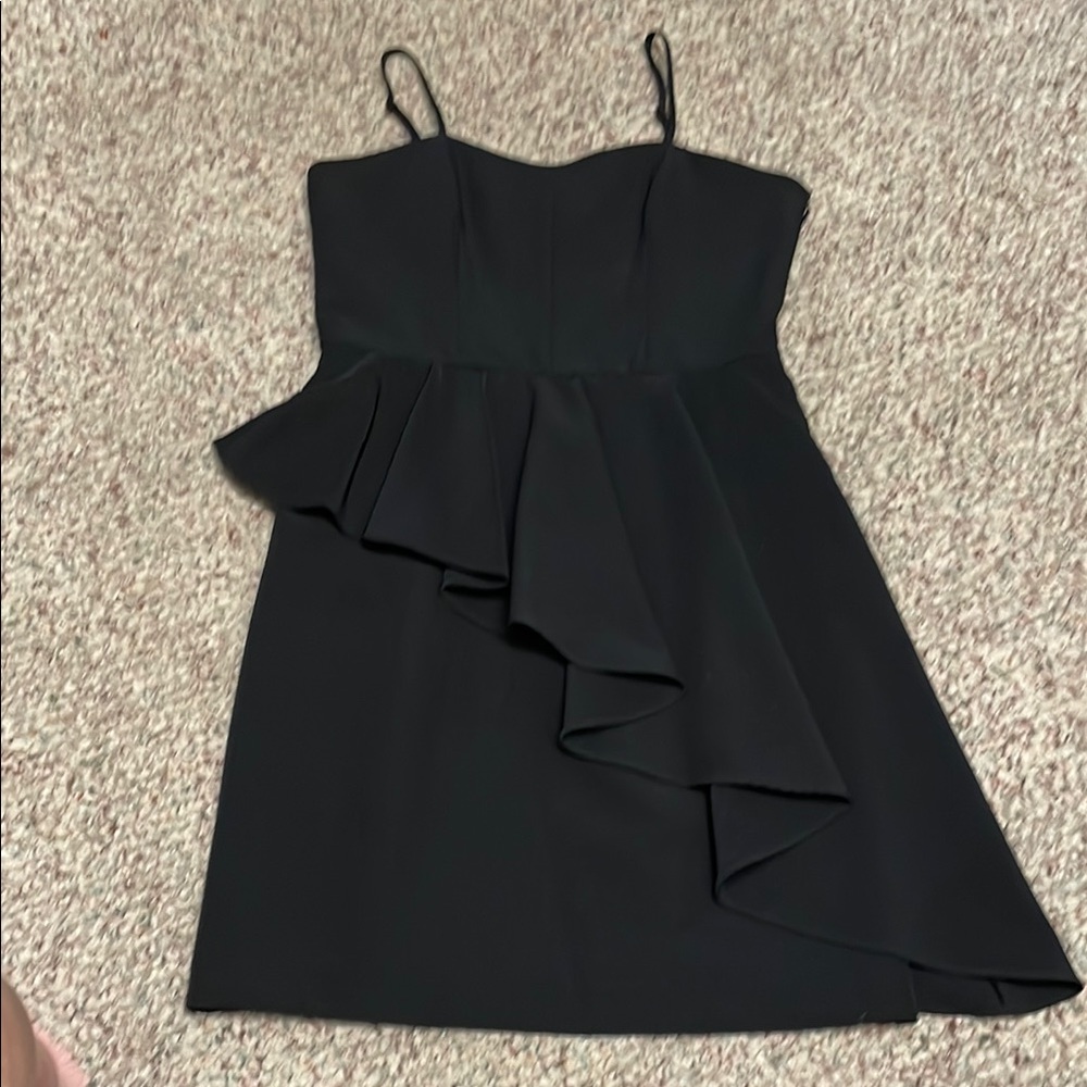 Milly sleeveless ruffle accent Black mini Dress- new